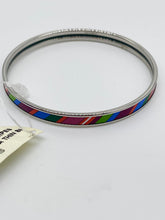 Load image into Gallery viewer, Hermès Faubour G Rainbow Stripes Palladium Enamel Extra Thin Bracelet
