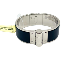 Load image into Gallery viewer, Hermès Charniere Plain Palladium Plated Enamel Wide Bracelet
