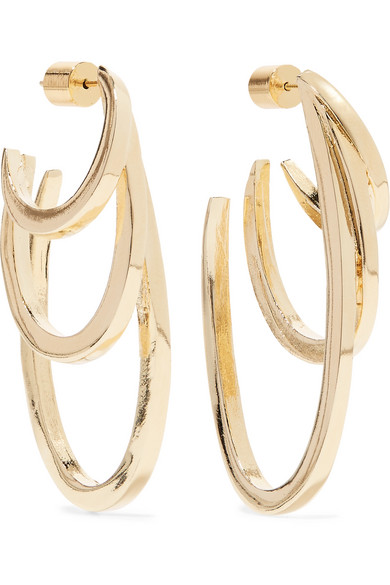 Jennifer Fisher Square Adwoa Gold Plated Hoop Earrings