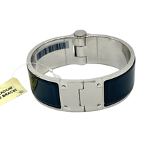 Load image into Gallery viewer, Hermès Charniere Plain Palladium Plated Enamel Wide Bracelet
