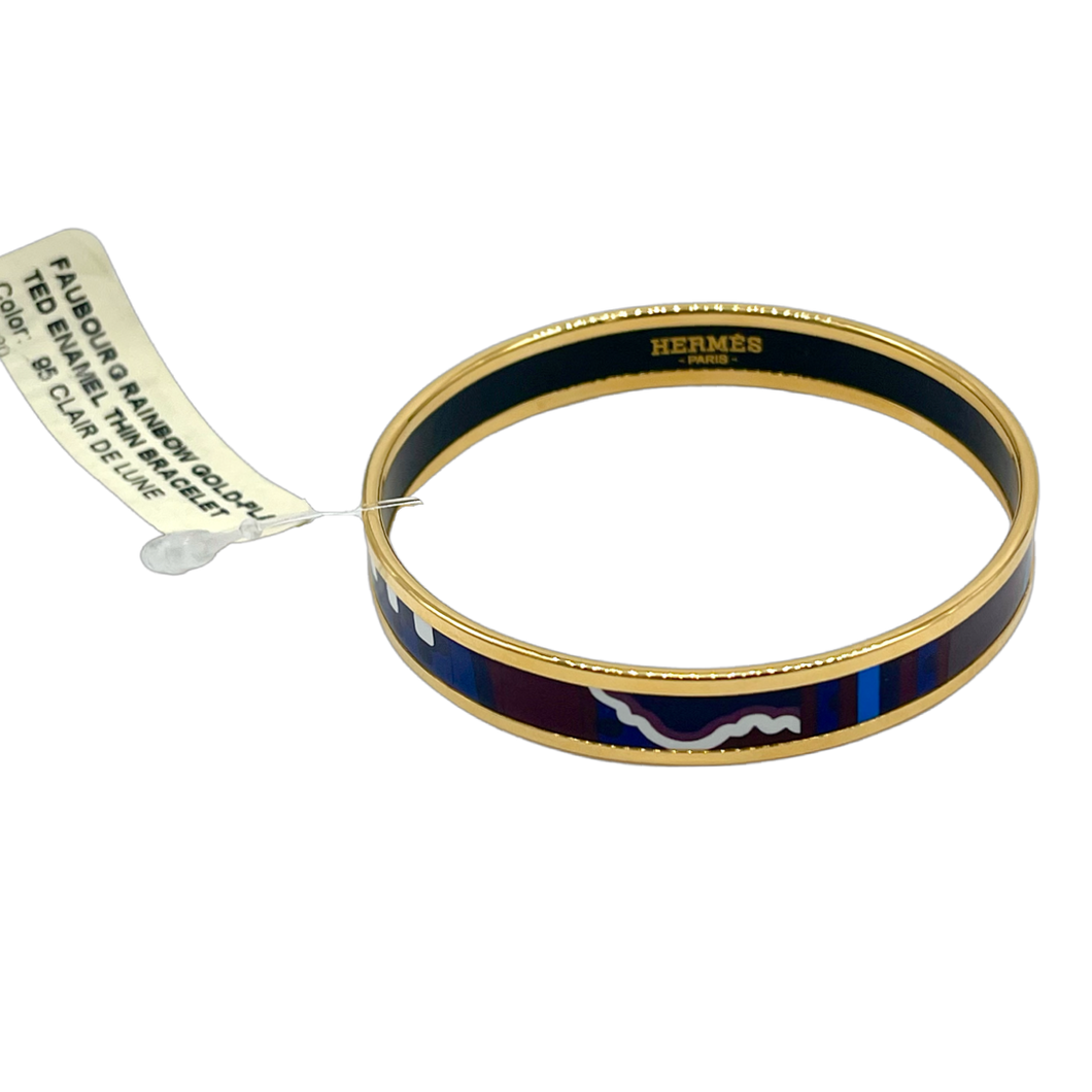 Hermès Faubour G Rainbow Gold Plated Enamel Thin Bracelet